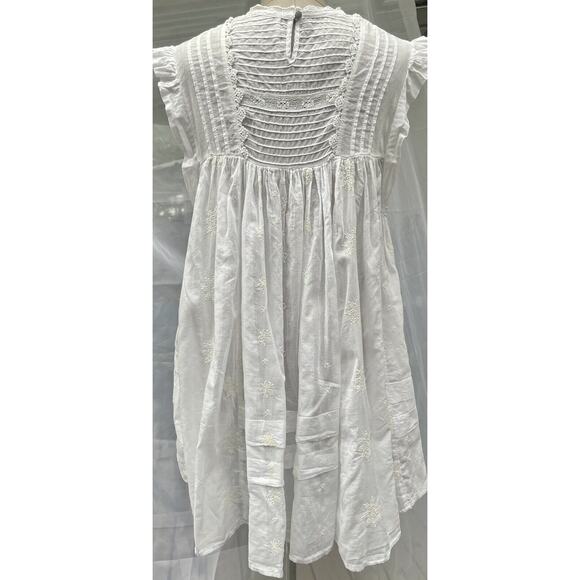 Free People Womens White Lace High Neck Embroidered Pleated Mini Dress Size XS - Picture 8 of 10